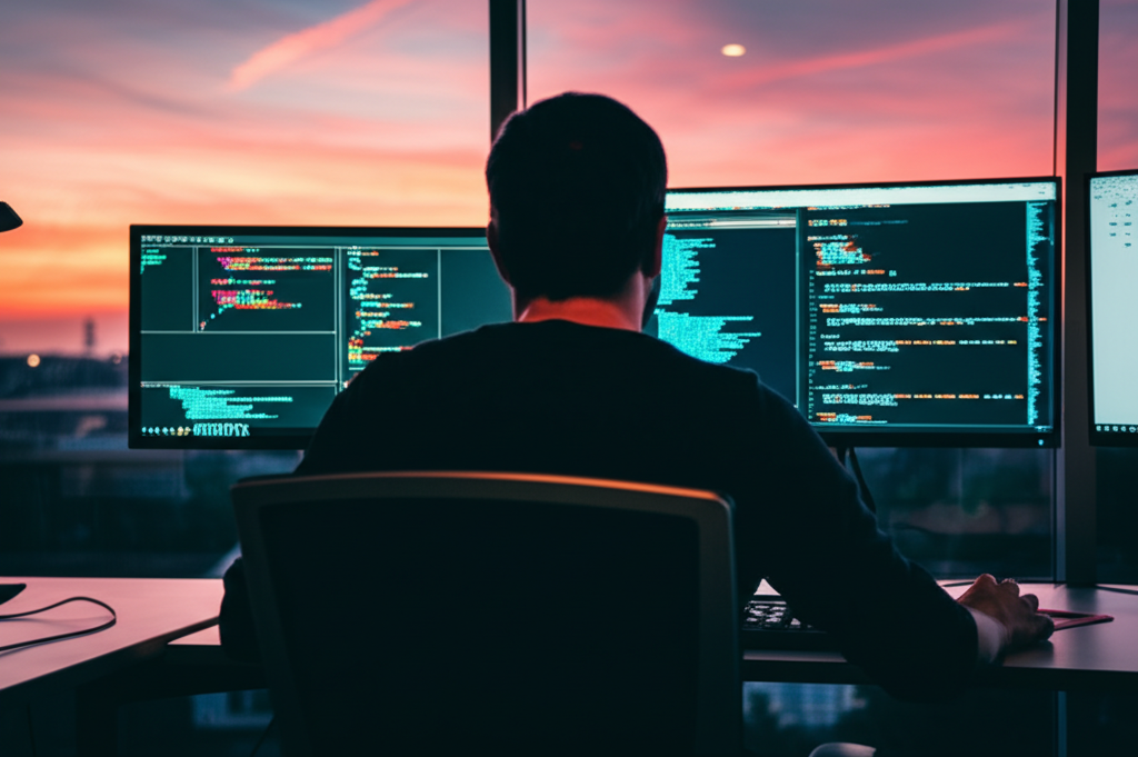 Arquitecto de software trabajando en su estación de desarrollo